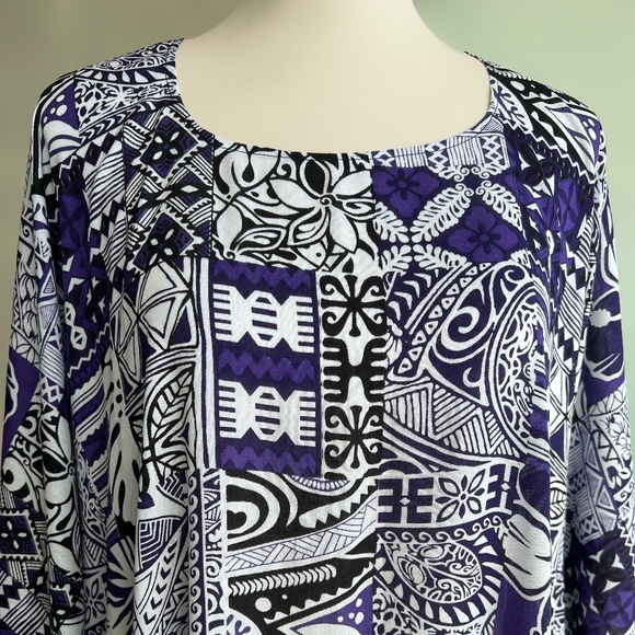 0122/ Black Purple Patterns Poncho with fringed, Tropical Pattern Poncho - Picture 7 of 11